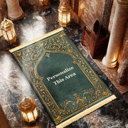 Tapis de prière velours vert et or personnalisé Mes Tapis De Prière