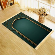 Tapis de prière vert doré antidérapant pliable luxe Mes Tapis De Prière