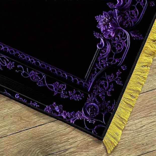 Tapis de prière velours noir et violet luxe Mes Tapis De Prière