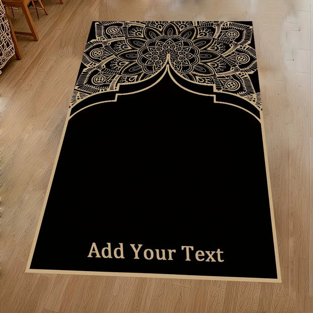 Tapis de prière noir doré personnalisable luxe Mes Tapis De Prière