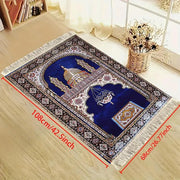 Tapis de prière pliable bleu et doré élégant Mes Tapis De Prière