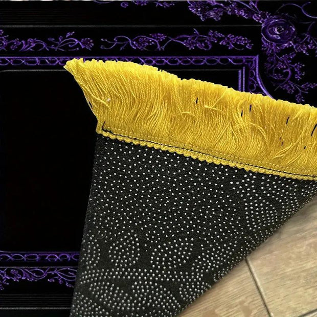 Tapis de prière velours noir et violet luxe Mes Tapis De Prière
