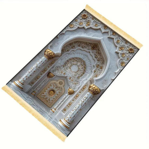 Tapis de prière doré en polyester lavable Mes Tapis De Prière