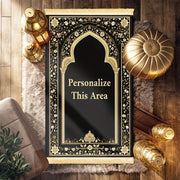 Tapis de prière noir or velours antidérapant luxe Mes Tapis De Prière