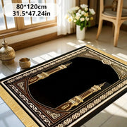 Tapis de prière luxe noir or antidérapant velours Mes Tapis De Prière
