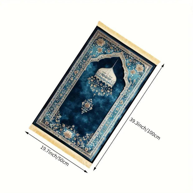Tapis de prière bleu royal polyester lavable Mes Tapis De Prière