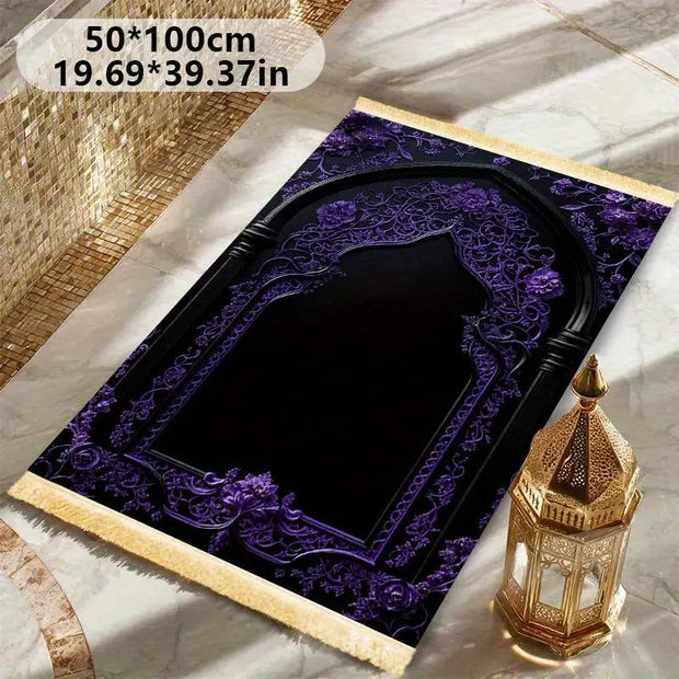 Tapis de prière velours noir et violet luxe Mes Tapis De Prière