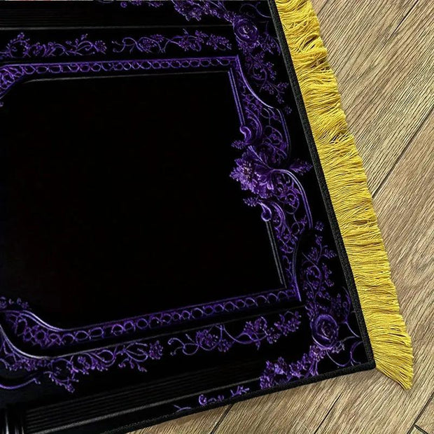 Tapis de prière velours noir et violet luxe Mes Tapis De Prière