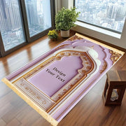 Tapis de prière velours doré blanc antidérapant Mes Tapis De Prière