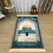 Tapis de prière bleu doré antidérapant pliable Mes Tapis De Prière