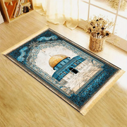 Tapis de prière bleu doré antidérapant pliable Mes Tapis De Prière