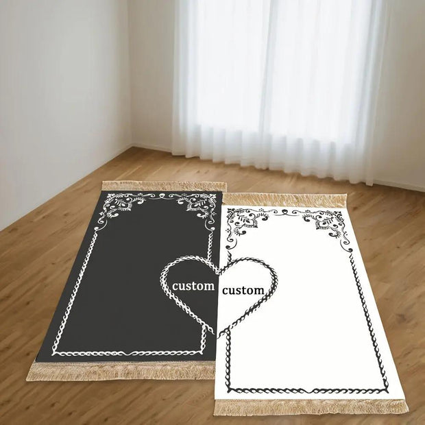 Tapis de prière personnalisé pour couple - noir et blanc luxe Mes Tapis De Prière