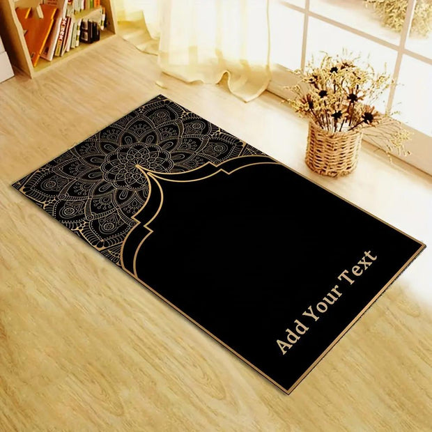 Tapis de prière noir doré personnalisable luxe Mes Tapis De Prière