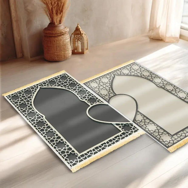Tapis de prière luxe motif cœur antidérapant Mes Tapis De Prière