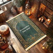 Tapis de prière velours vert et or personnalisé Mes Tapis De Prière