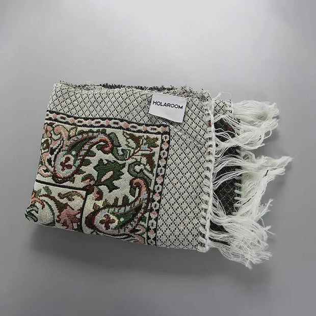 Tapis de prière musulman portable avec franges décoratives - Mes Tapis De Prière