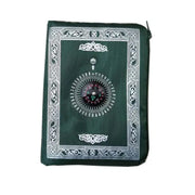 Tapis de prière vert clair avec boussole et pochette pratique - Mes Tapis De Prière