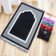 Tapis de prière musulman noir avec sac et perles incluses - Mes Tapis De Prière