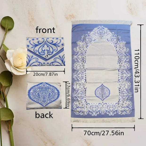 Ensemble de prière musulman avec tapis, perles et couverture - Mes Tapis De Prière