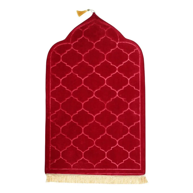 Tapis de prière rouge antidérapant en flanelle pour voyage - Mes Tapis De Prière