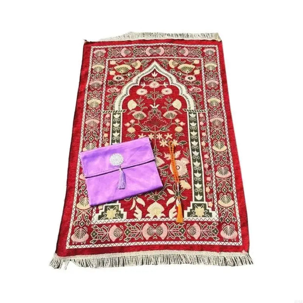 Tapis de prière islamique doux avec perles antidérapant - Mes Tapis De Prière