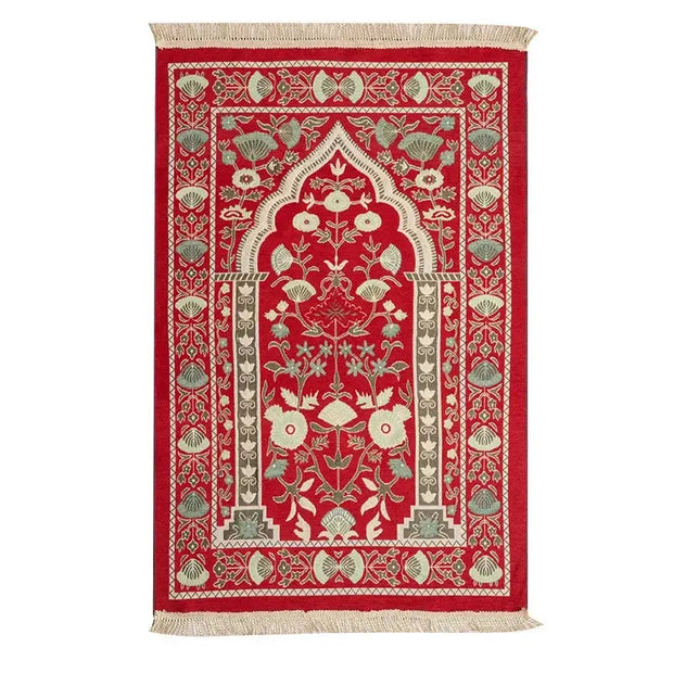 Tapis de prière rouge lavable en feutre pour méditation - Mes Tapis De Prière