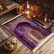 Tapis de prière velours violet or antidérapant Mes Tapis De Prière