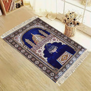 Tapis de prière pliable bleu et doré élégant Mes Tapis De Prière