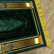 Tapis de prière velours vert or antidérapant luxe Mes Tapis De Prière