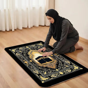 Tapis de prière motif Kaaba lignes dorées Mes Tapis De Prière
