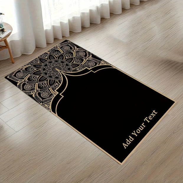 Tapis de prière noir doré personnalisable luxe Mes Tapis De Prière