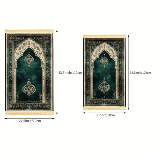 Tapis de prière émeraude polyester lavable Mes Tapis De Prière