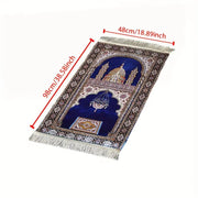 Tapis de prière pliable bleu et doré élégant Mes Tapis De Prière
