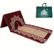 Tapis de prière pliable rouge avec dossier luxe Mes Tapis De Prière