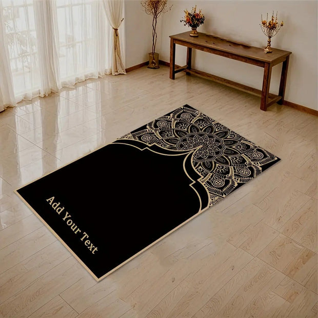 Tapis de prière noir doré personnalisable luxe Mes Tapis De Prière