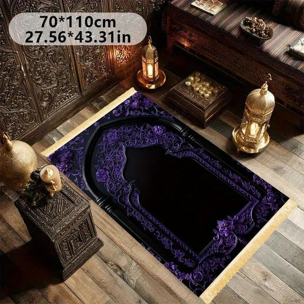 Tapis de prière velours noir et violet luxe Mes Tapis De Prière