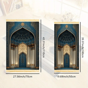 Tapis de prière bleu or velours antidérapant Mes Tapis De Prière