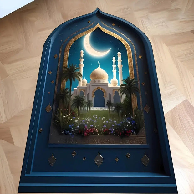 Tapis de prière luxe motif lune lavable Mes Tapis De Prière