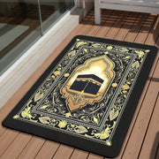 Tapis de prière motif Kaaba lignes dorées Mes Tapis De Prière