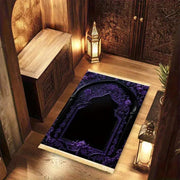 Tapis de prière velours noir et violet luxe Mes Tapis De Prière