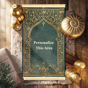 Tapis de prière velours vert et or personnalisé Mes Tapis De Prière