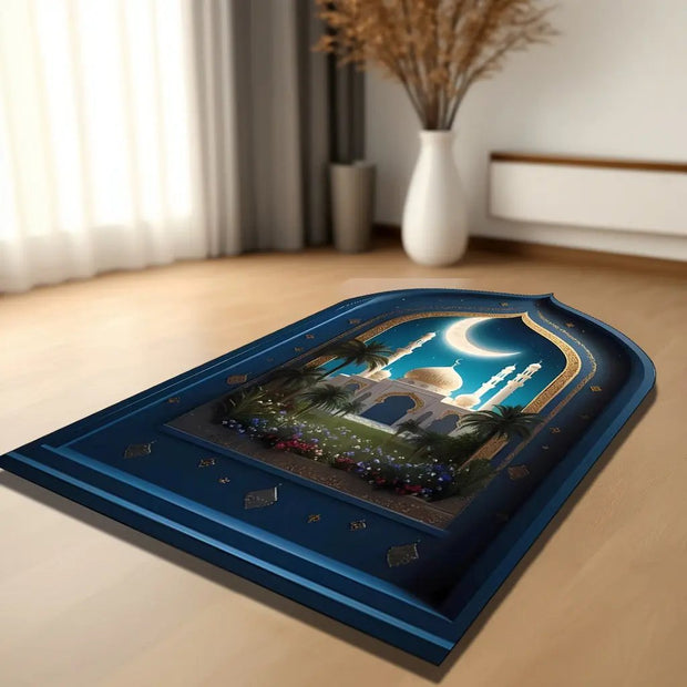 Tapis de prière luxe motif lune lavable Mes Tapis De Prière