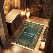 Tapis de prière velours vert et or personnalisé Mes Tapis De Prière