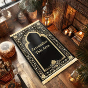 Tapis de prière noir or velours antidérapant luxe Mes Tapis De Prière